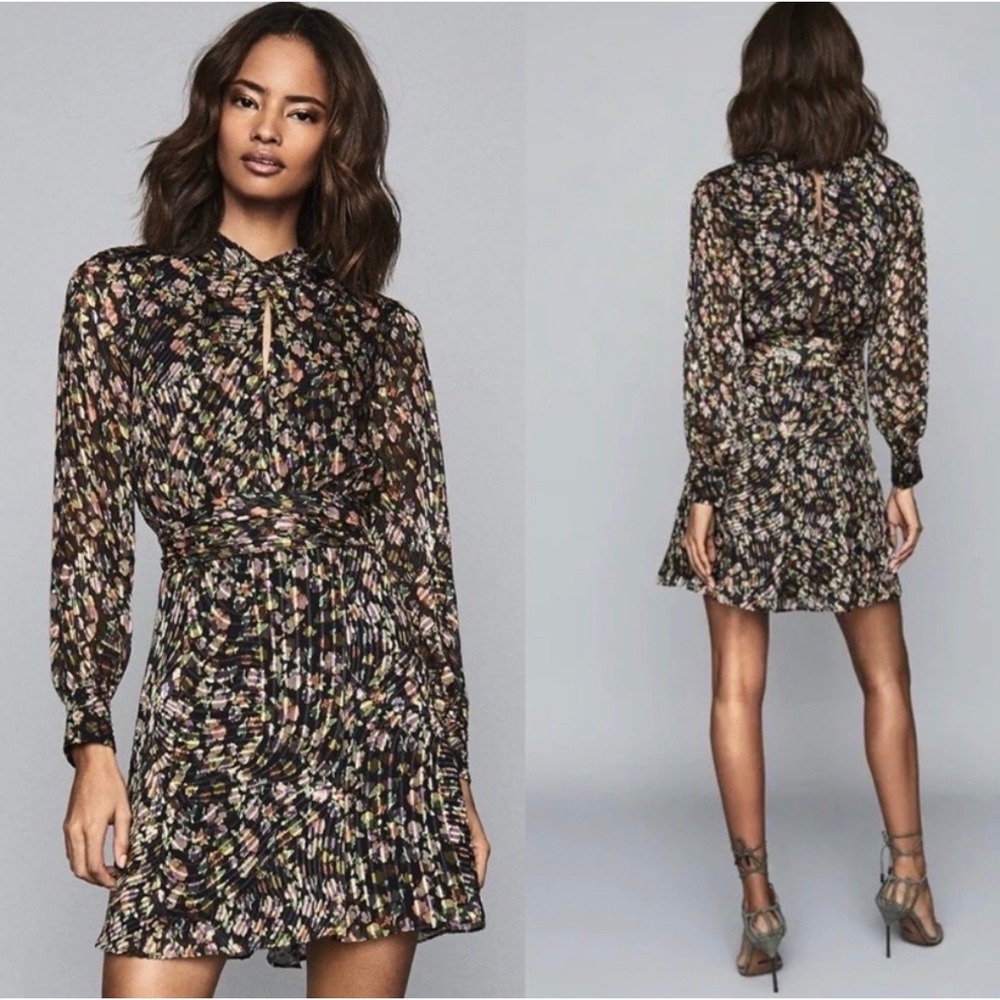 Reiss Phillippa Mini Dress NWT Floral Silk Blend Jacquard Size 2